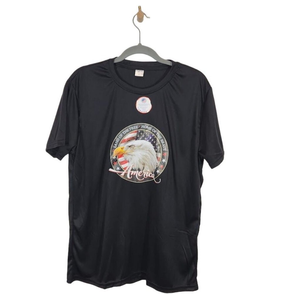 Land of the Free Home of the Brave T-Shirt in Black Size Large